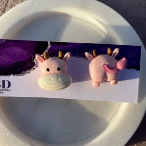Pink Cow Stud Earrings