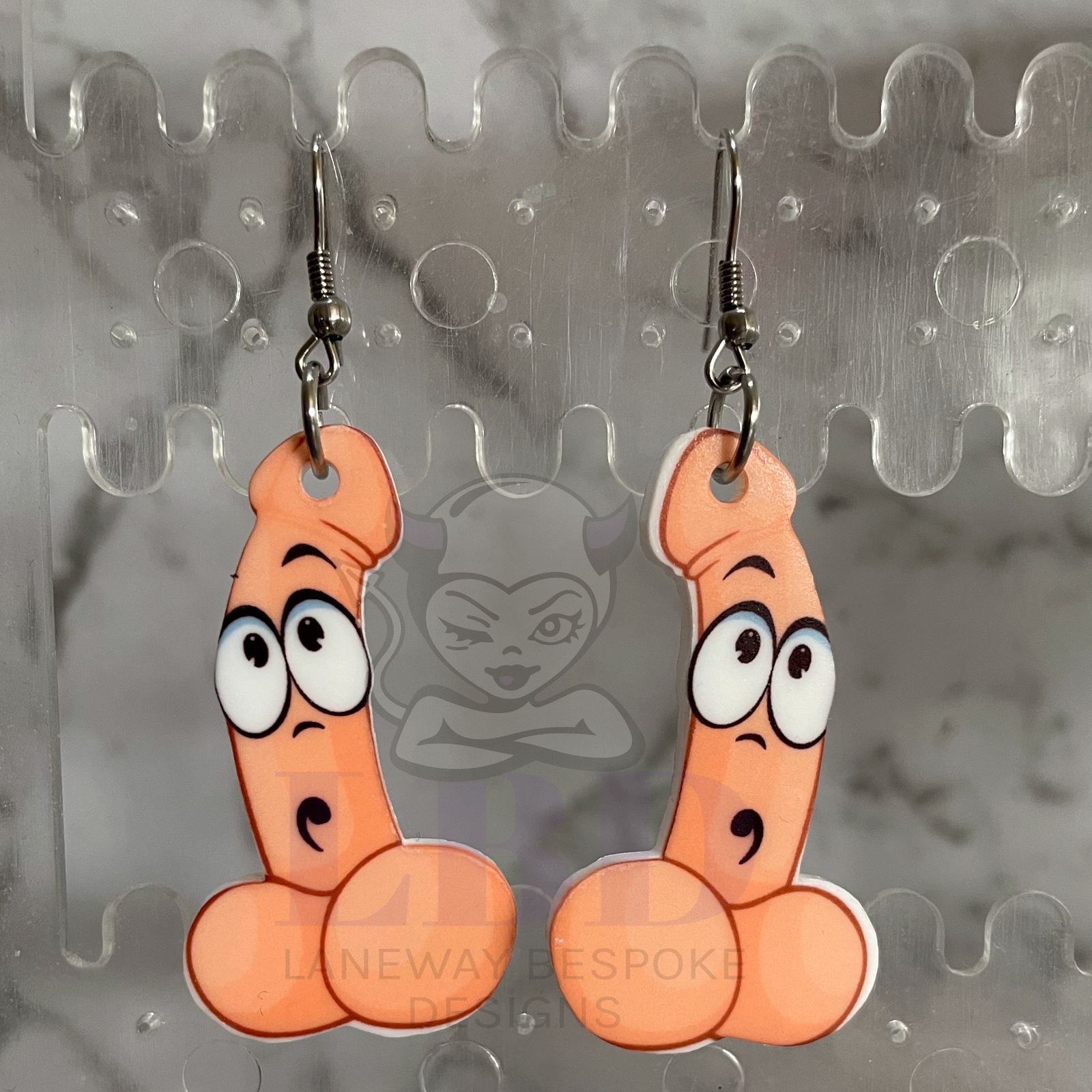 Penis with Face Earrings