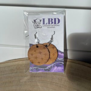 Round Wood Star Earrings